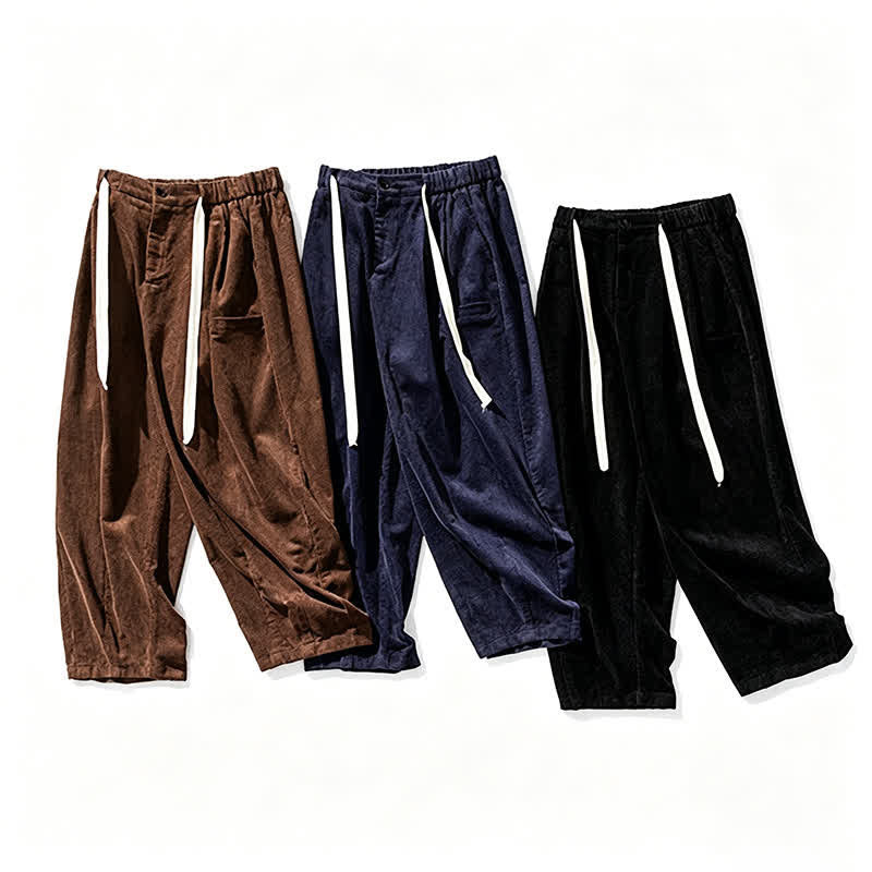 Buddha Stones Lässige Vintage-Herrenhose mit Kordelzug, lange Passform und Tasche – ideal für Herbst und Winter. - image 23
