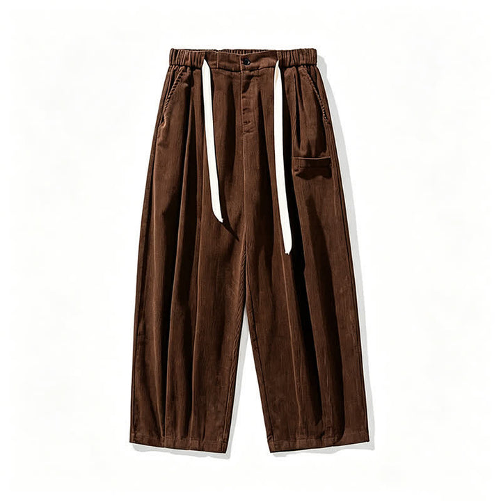 Buddha Stones Lässige Vintage-Herrenhose mit Kordelzug, lange Passform und Tasche – ideal für Herbst und Winter. - image 6