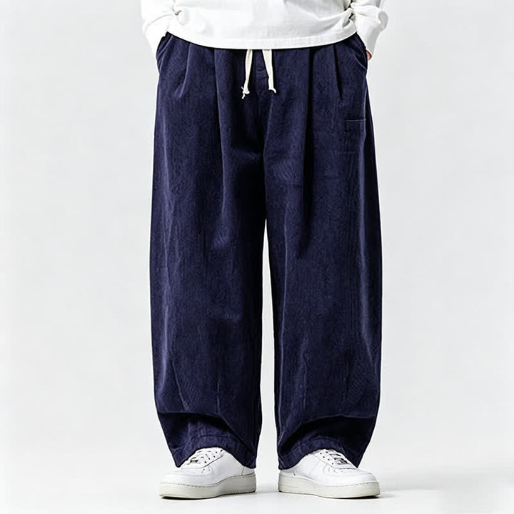 Buddha Stones Lässige Vintage-Herrenhose mit Kordelzug, lange Passform und Tasche – ideal für Herbst und Winter. - Mitternachtsblau - US/UK/AU46, EU56 (5XL) - image 7