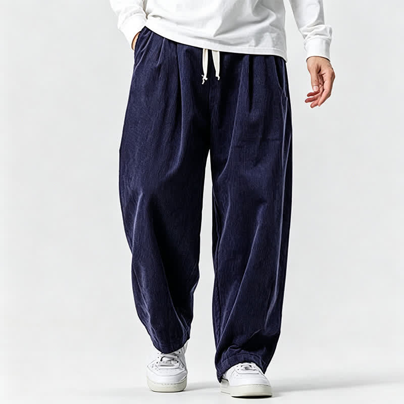 Buddha Stones Lässige Vintage-Herrenhose mit Kordelzug, lange Passform und Tasche – ideal für Herbst und Winter. - image 8