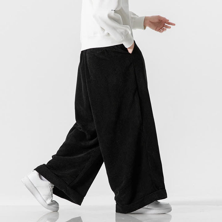 Buddha Stones Lässige Cordhose für Herren, lange Hose mit Kordelzug, weitem Bein und Tasche, ideal für Herbst und Winter. - image 20