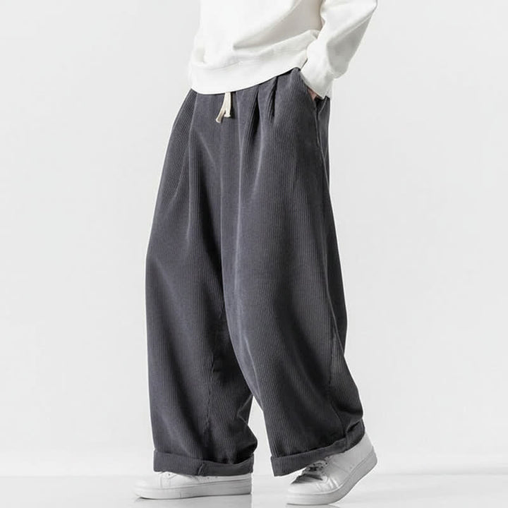 Buddha Stones Lässige Cordhose für Herren, lange Hose mit Kordelzug, weitem Bein und Tasche, ideal für Herbst und Winter. - image 2