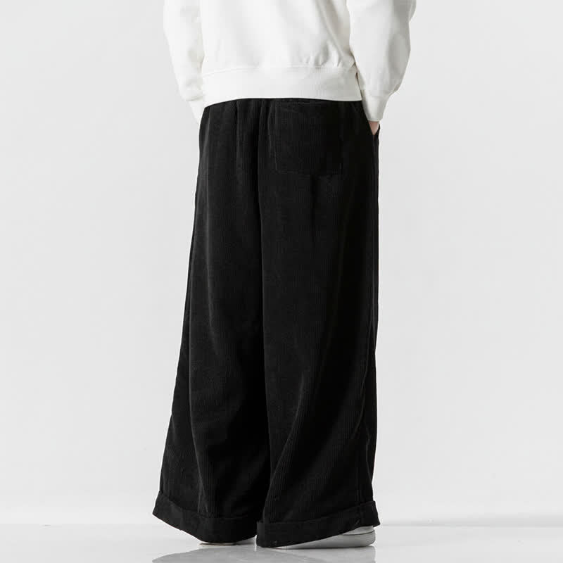 Buddha Stones Lässige Cordhose für Herren, lange Hose mit Kordelzug, weitem Bein und Tasche, ideal für Herbst und Winter. - image 21