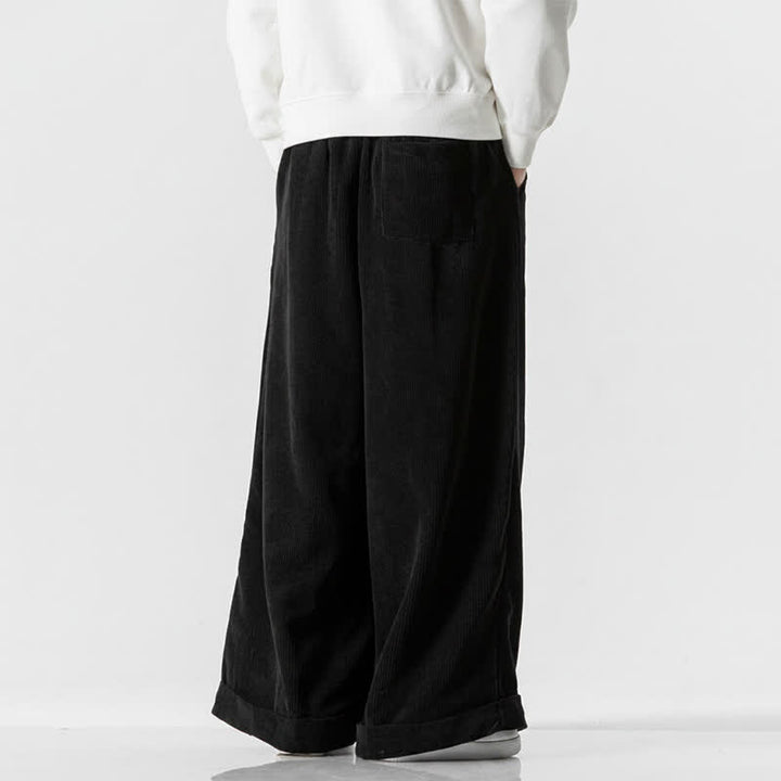 Buddha Stones Lässige Cordhose für Herren, lange Hose mit Kordelzug, weitem Bein und Tasche, ideal für Herbst und Winter. - image 21