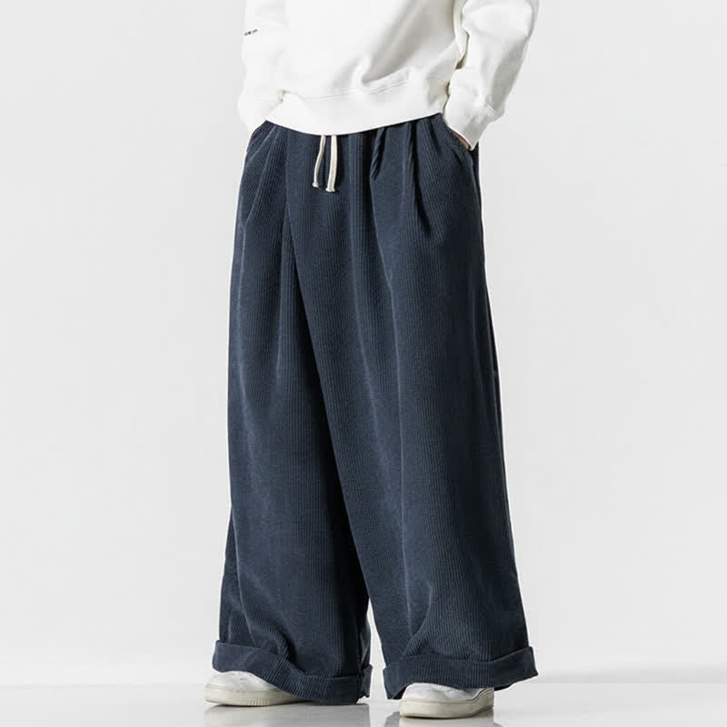 Buddha Stones Lässige Cordhose für Herren, lange Hose mit Kordelzug, weitem Bein und Tasche, ideal für Herbst und Winter. - image 12