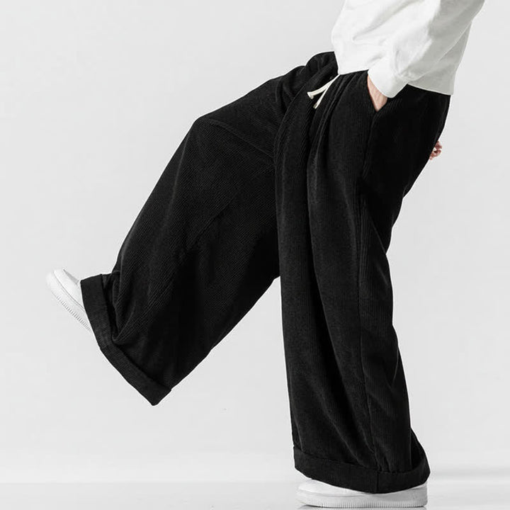 Buddha Stones Lässige Cordhose für Herren, lange Hose mit Kordelzug, weitem Bein und Tasche, ideal für Herbst und Winter. - image 19