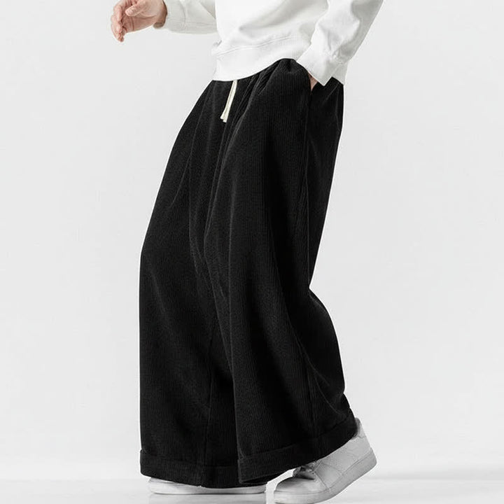 Buddha Stones Lässige Cordhose für Herren, lange Hose mit Kordelzug, weitem Bein und Tasche, ideal für Herbst und Winter. - image 17
