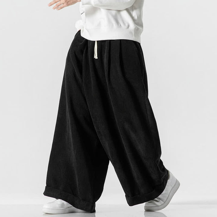 Buddha Stones Lässige Cordhose für Herren, lange Hose mit Kordelzug, weitem Bein und Tasche, ideal für Herbst und Winter. - image 18