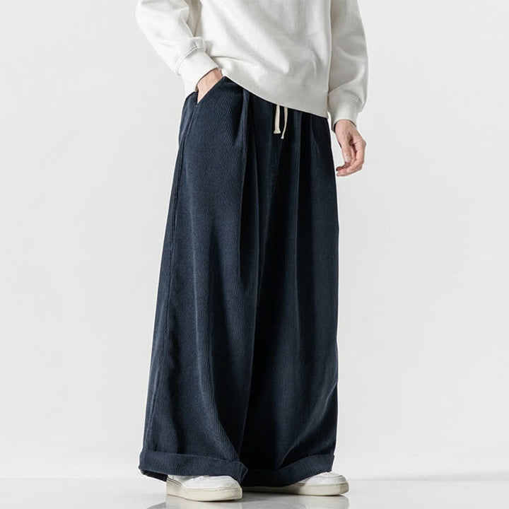 Buddha Stones Lässige Cordhose für Herren, lange Hose mit Kordelzug, weitem Bein und Tasche, ideal für Herbst und Winter. - Marine - US/UK/AU46, EU56 (5XL) - image 11