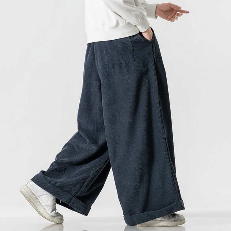 Buddha Stones Lässige Cordhose für Herren, lange Hose mit Kordelzug, weitem Bein und Tasche, ideal für Herbst und Winter. - image 15