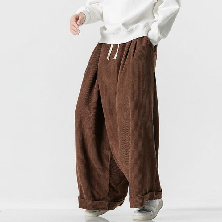 Buddha Stones Lässige Cordhose für Herren, lange Hose mit Kordelzug, weitem Bein und Tasche, ideal für Herbst und Winter. - image 8