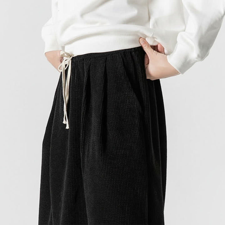 Buddha Stones Lässige Cordhose für Herren, lange Hose mit Kordelzug, weitem Bein und Tasche, ideal für Herbst und Winter. - image 23
