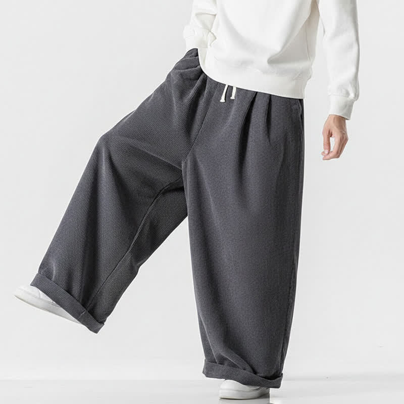 Buddha Stones Lässige Cordhose für Herren, lange Hose mit Kordelzug, weitem Bein und Tasche, ideal für Herbst und Winter. - image 3