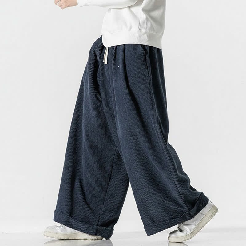 Buddha Stones Lässige Cordhose für Herren, lange Hose mit Kordelzug, weitem Bein und Tasche, ideal für Herbst und Winter. - image 13