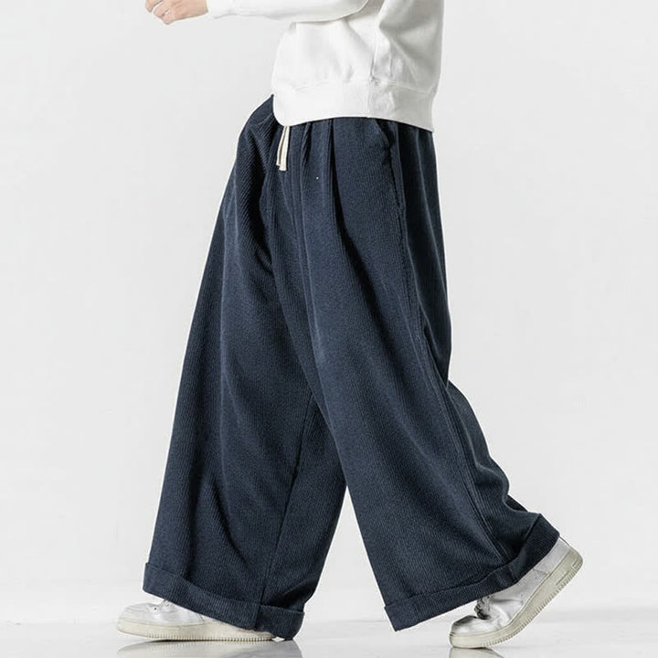 Buddha Stones Lässige Cordhose für Herren, lange Hose mit Kordelzug, weitem Bein und Tasche, ideal für Herbst und Winter. - image 13