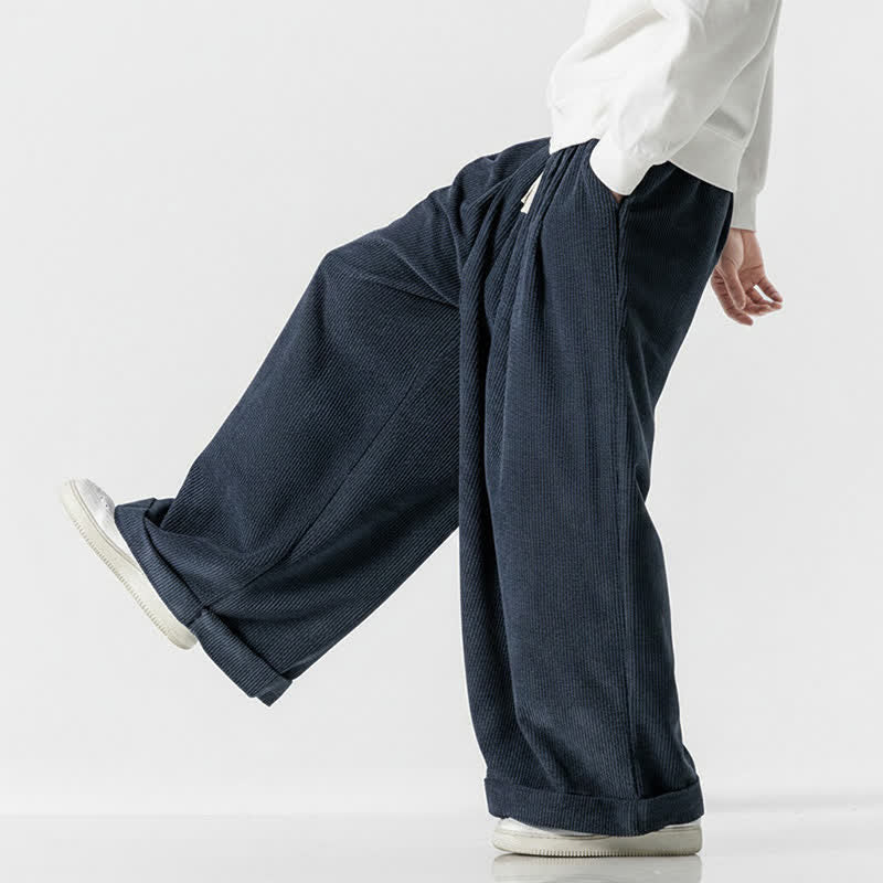 Buddha Stones Lässige Cordhose für Herren, lange Hose mit Kordelzug, weitem Bein und Tasche, ideal für Herbst und Winter. - image 14