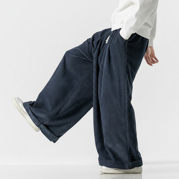 Buddha Stones Lässige Cordhose für Herren, lange Hose mit Kordelzug, weitem Bein und Tasche, ideal für Herbst und Winter. - image 14