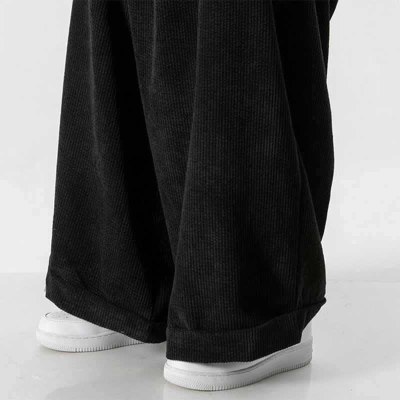 Buddha Stones Lässige Cordhose für Herren, lange Hose mit Kordelzug, weitem Bein und Tasche, ideal für Herbst und Winter. - image 24