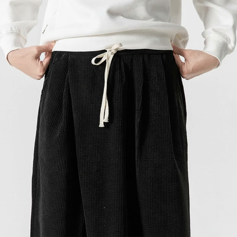 Buddha Stones Lässige Cordhose für Herren, lange Hose mit Kordelzug, weitem Bein und Tasche, ideal für Herbst und Winter. - image 22