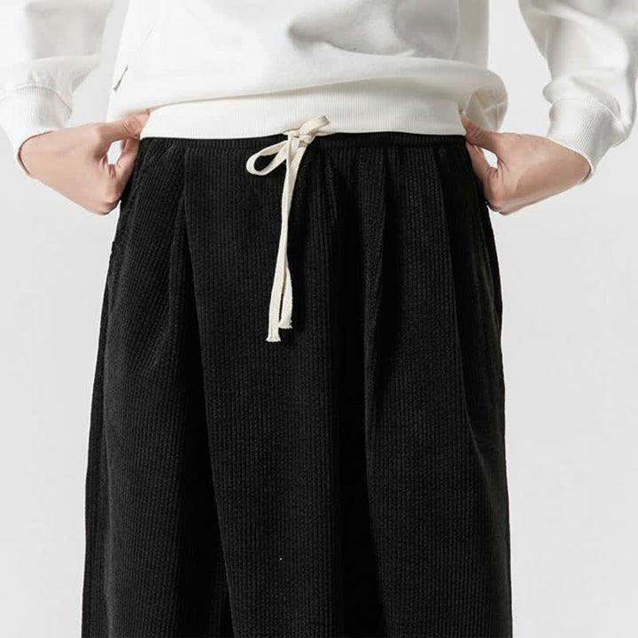 Buddha Stones Lässige Cordhose für Herren, lange Hose mit Kordelzug, weitem Bein und Tasche, ideal für Herbst und Winter. - image 22