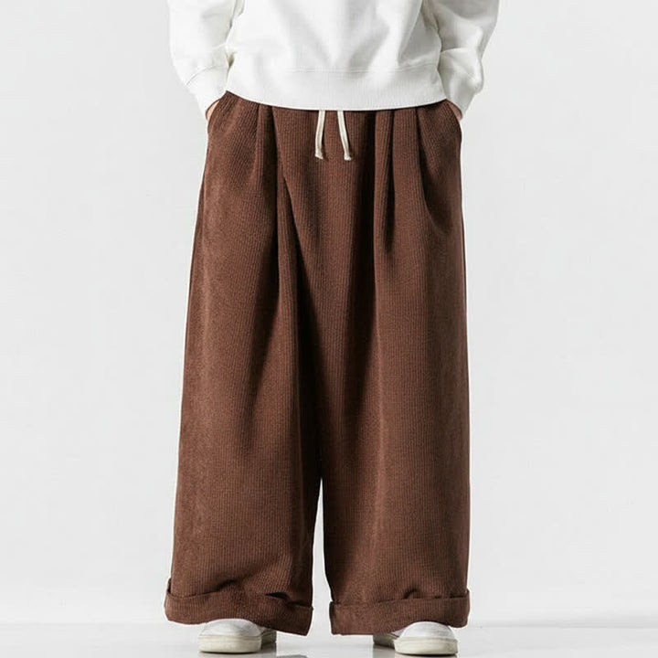 Buddha Stones Lässige Cordhose für Herren, lange Hose mit Kordelzug, weitem Bein und Tasche, ideal für Herbst und Winter. - Sattelbraun - US/UK/AU46, EU56 (5XL) - image 6