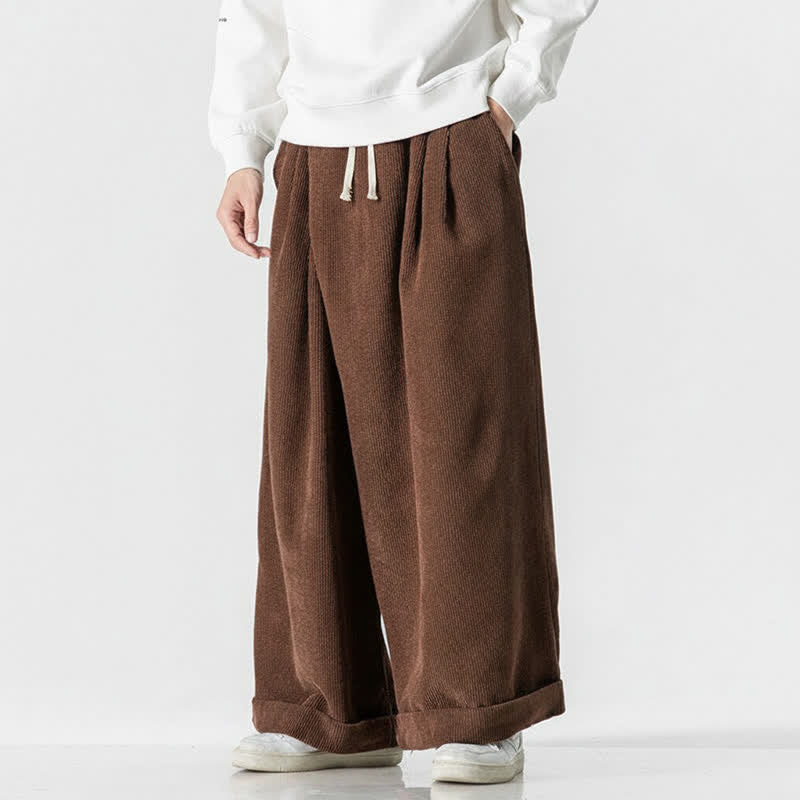 Buddha Stones Lässige Cordhose für Herren, lange Hose mit Kordelzug, weitem Bein und Tasche, ideal für Herbst und Winter. - image 7