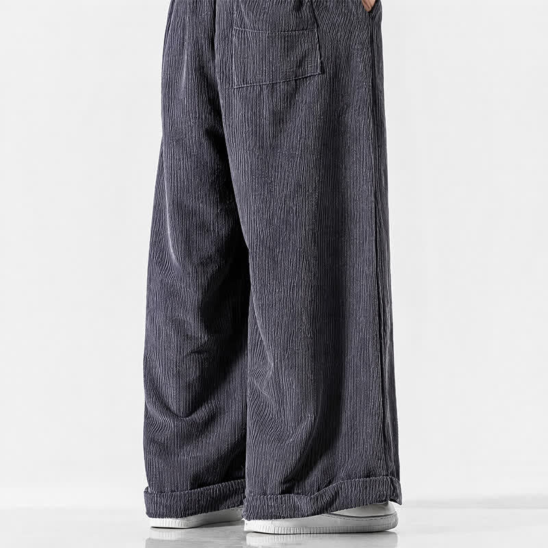 Buddha Stones Lässige Cordhose für Herren, lange Hose mit Kordelzug, weitem Bein und Tasche, ideal für Herbst und Winter. - image 5