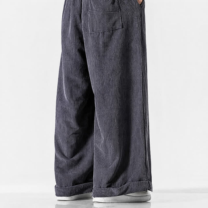 Buddha Stones Lässige Cordhose für Herren, lange Hose mit Kordelzug, weitem Bein und Tasche, ideal für Herbst und Winter. - image 5