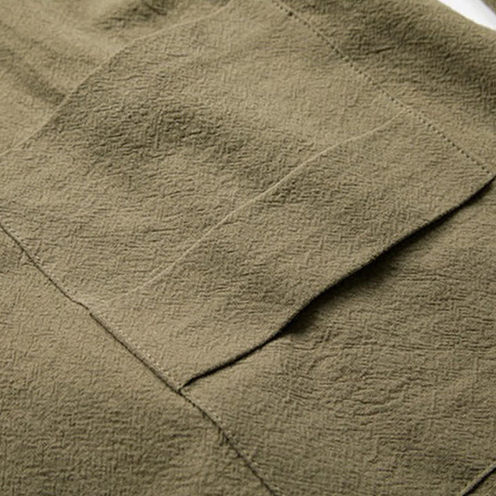 Buddha Stones Minimalistischer Kimono im Tang-Stil für Herren, einfarbig aus Baumwolle, mit Kordelzug und Tasche, ideal für Frühling und Herbst. - image 9