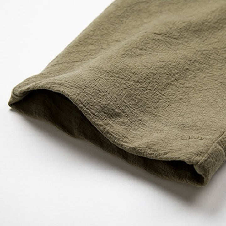 Buddha Stones Minimalistischer Kimono im Tang-Stil für Herren, einfarbig aus Baumwolle, mit Kordelzug und Tasche, ideal für Frühling und Herbst. - image 8