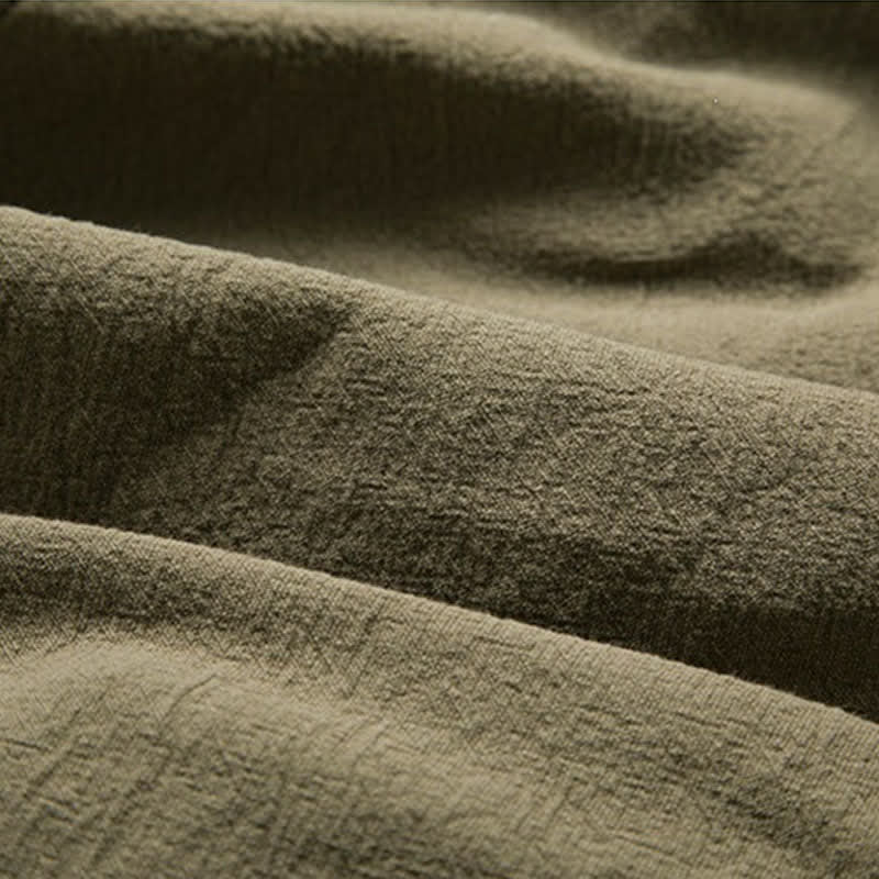 Buddha Stones Minimalistischer Kimono im Tang-Stil für Herren, einfarbig aus Baumwolle, mit Kordelzug und Tasche, ideal für Frühling und Herbst. - image 11