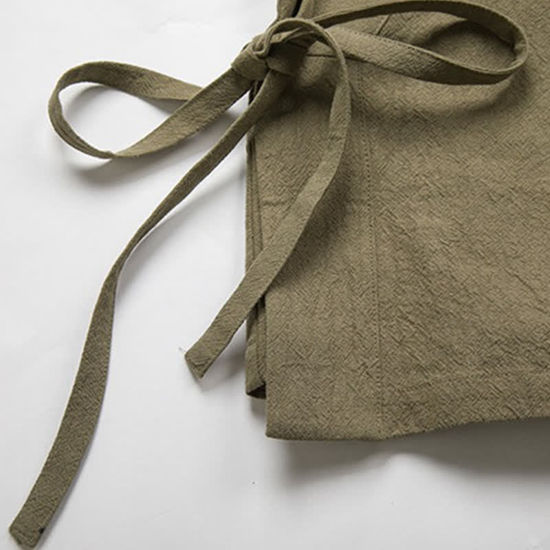 Buddha Stones Minimalistischer Kimono im Tang-Stil für Herren, einfarbig aus Baumwolle, mit Kordelzug und Tasche, ideal für Frühling und Herbst. - image 10