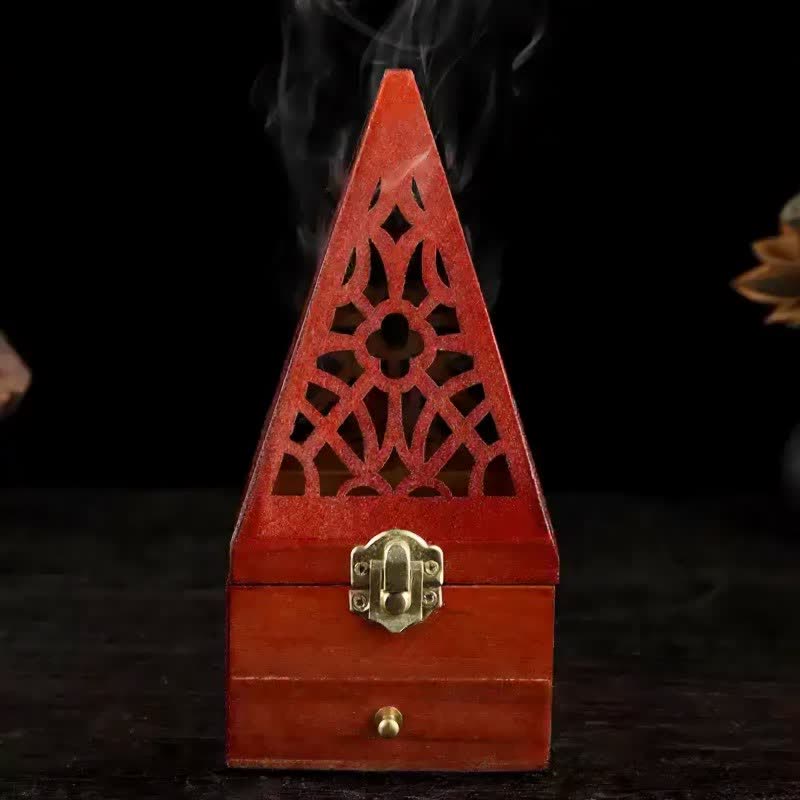 Buddha Stones Quadratische Ritualbox aus Naturholz, Räuchergefäß zur Reinigung - image 1