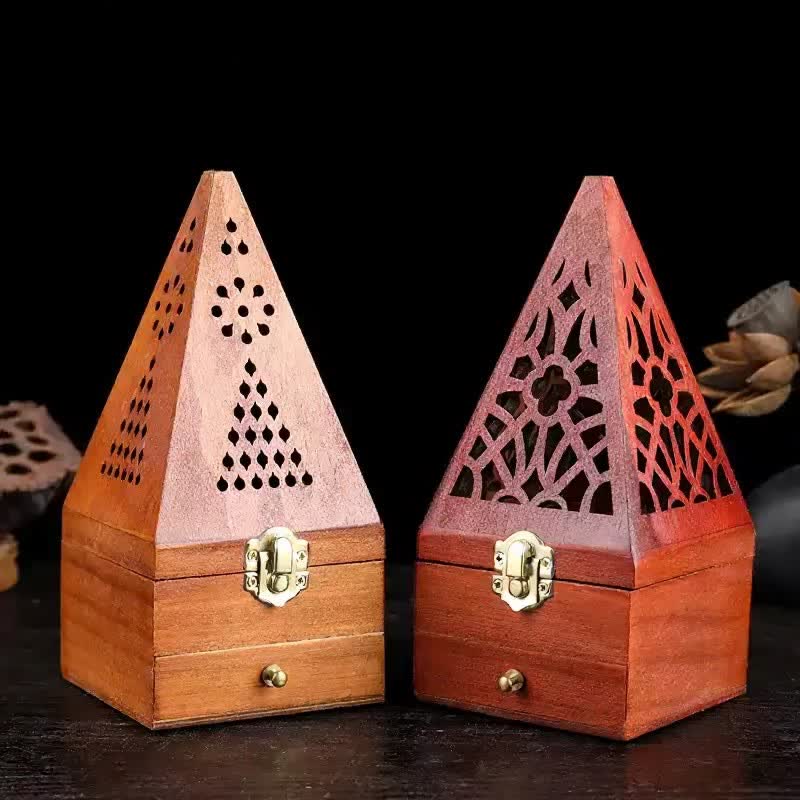 Buddha Stones Quadratische Ritualbox aus Naturholz, Räuchergefäß zur Reinigung - image 12