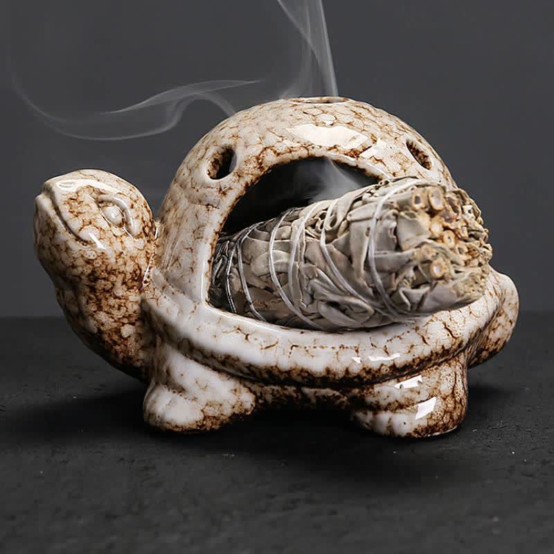 Buddha Stones Keramik-Räuchergefäß „Schildkröte“ - Beige - image 7