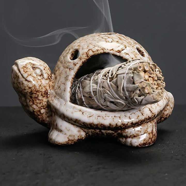 Buddha Stones Keramik-Räuchergefäß „Schildkröte“ - Beige - image 7