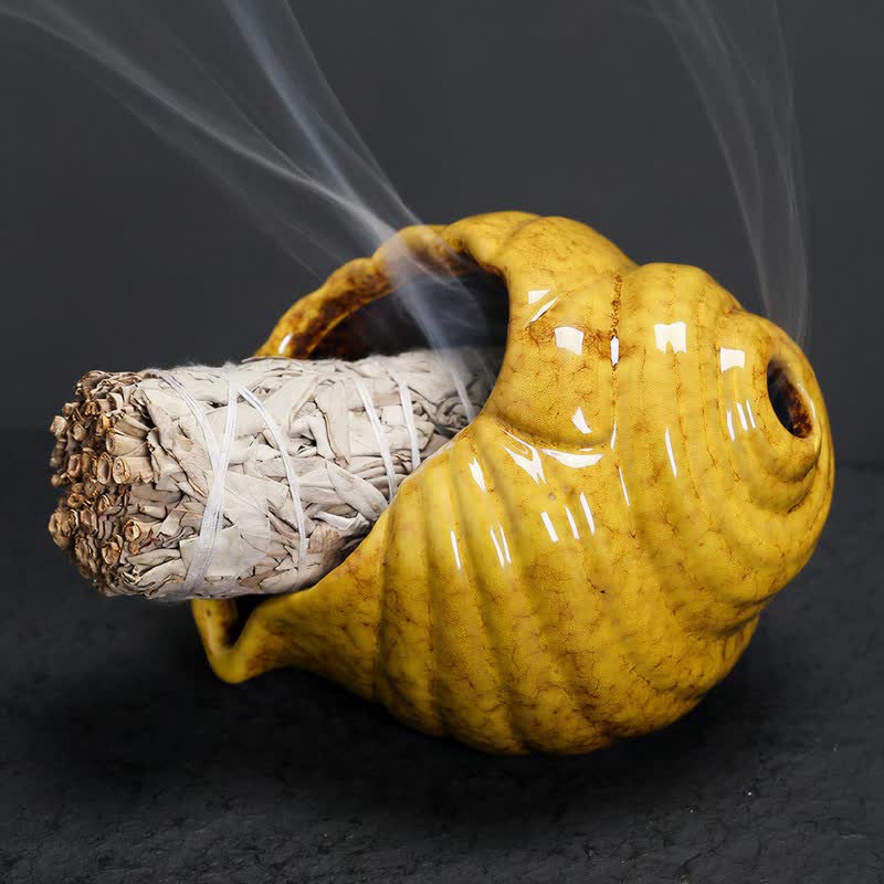 Buddha Stones Räuchergefäße aus Keramik (Shankha) - Gelb - image 13