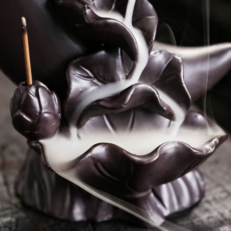 Buddha Stones Räuchergefäß aus violettem Ton, Halbmond-Lotus-Erleuchtung, Rückfluss - image 11