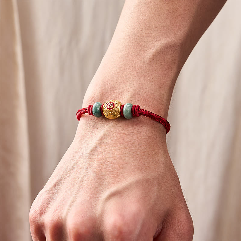 Buddha Stones Rotes Armband mit Fu-Figur, Schildkröte und Glücksbringer aus Kupfer - image 15