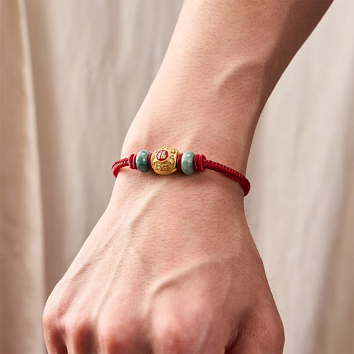 Buddha Stones Rotes Armband mit Fu-Figur, Schildkröte und Glücksbringer aus Kupfer - image 15
