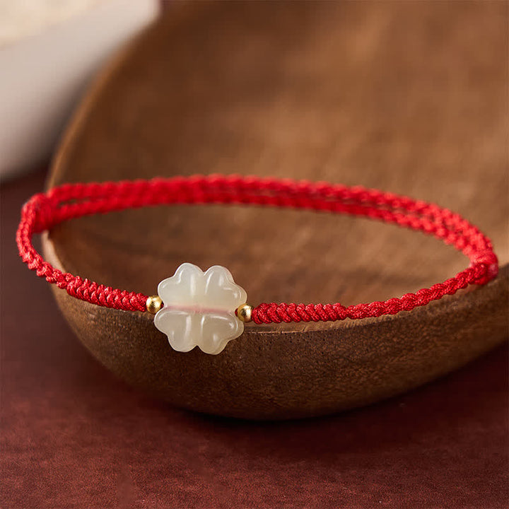 Buddha Stones , natürliches Hetian-Jade-Glücksklee-Armband mit vierblättrigem Kleeblatt - Vierblättriges Kleeblatt (Handgelenkumfang: 16-18 cm) - image 0
