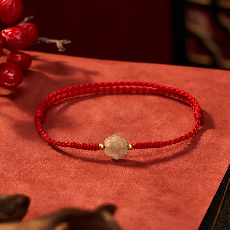 Buddha Stones, natürliches Hetian-Jade-Pfirsichblüten-Liebesperlenarmband - image 1