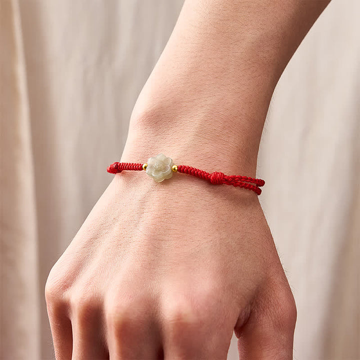 Buddha Stones Armband aus natürlichem Hetian-Jade mit Pfirsichblüten-Liebesperlen - image 4