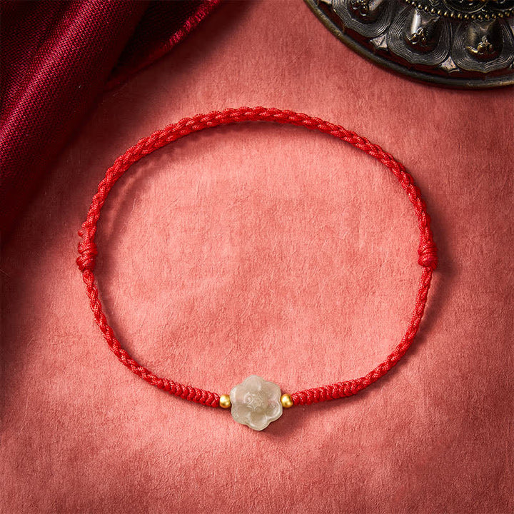 Buddha Stones Armband aus natürlichem Hetian-Jade mit Pfirsichblüten-Liebesperlen - image 2