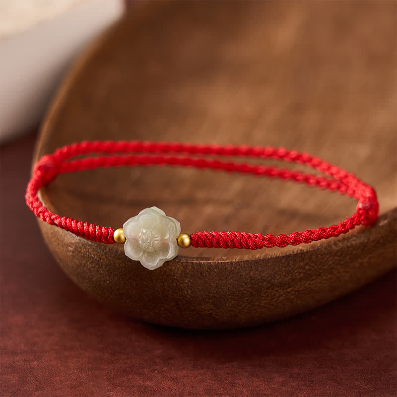 Buddha Stones Armband aus natürlichem Hetian-Jade mit Pfirsichblüten-Liebesperlen - Rot (Handgelenkumfang: 18 cm) - image 0