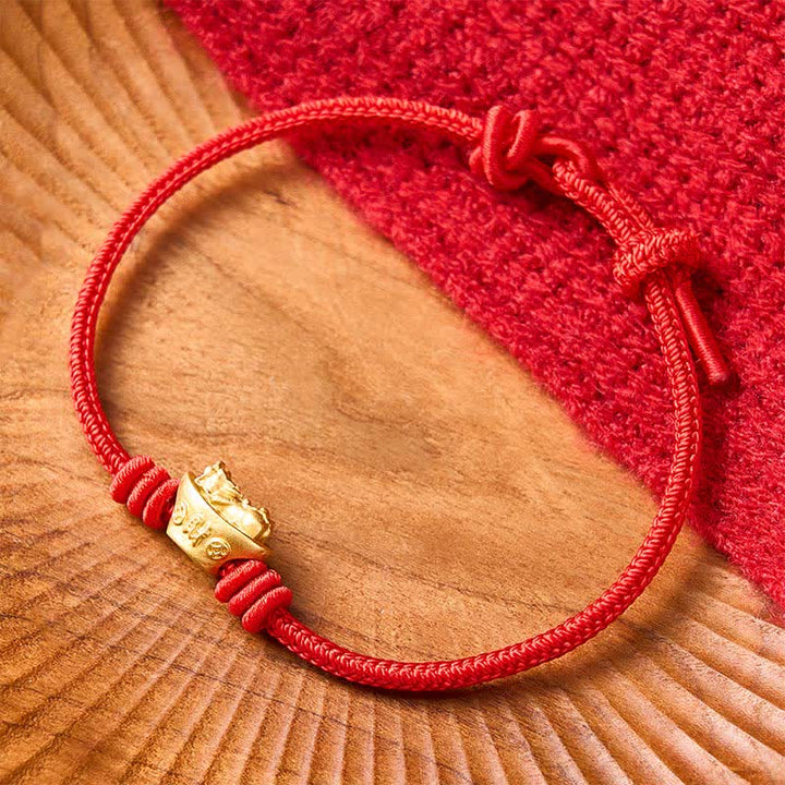 Buddha Stones Armband aus einer Legierung namens Pi Xiu mit roter Schnur - image 2