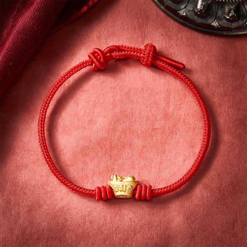 Buddha Stones Armband aus einer Legierung namens Pi Xiu mit roter Schnur - image 1