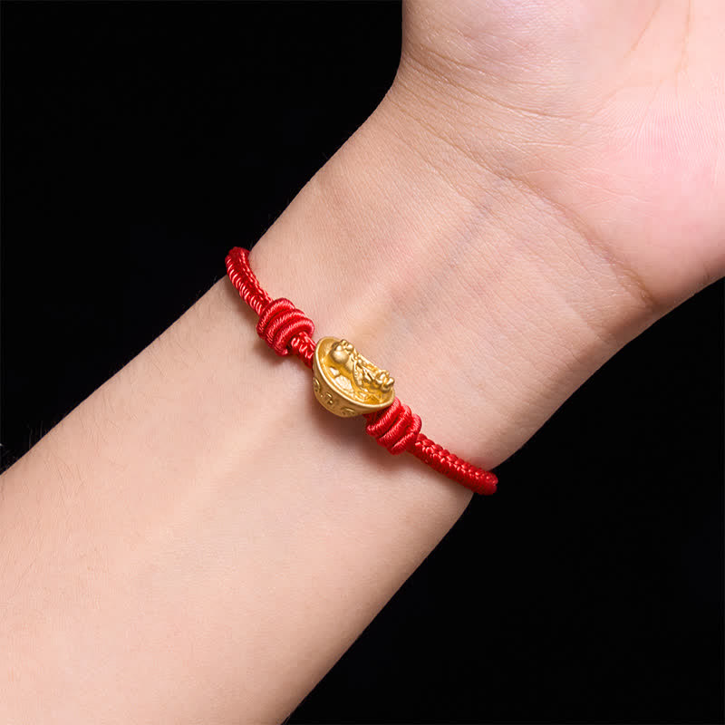 Buddha Stones Armband aus einer Legierung namens Pi Xiu mit roter Schnur - image 4