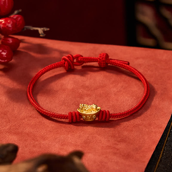 Buddha Stones Armband aus einer Legierung namens Pi Xiu mit roter Schnur - image 3