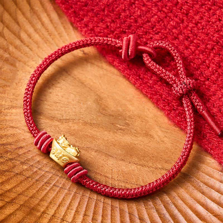 Buddha Stones Armband aus einer Legierung namens Pi Xiu mit roter Schnur - image 10